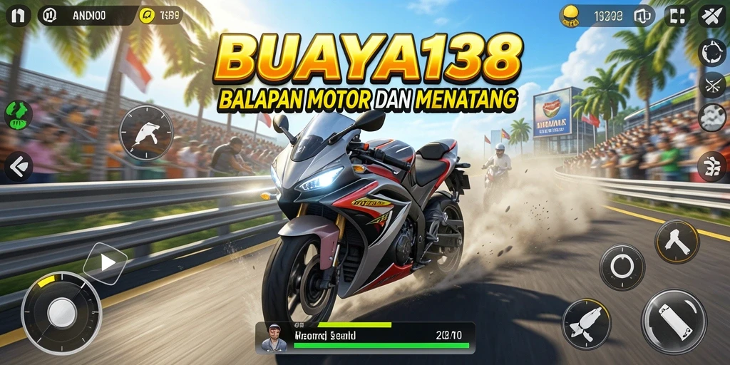 Tampak seru balapan motor di lintasan yang menantang.