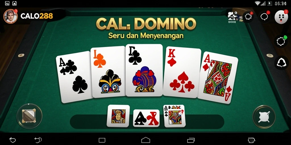 Screenshot utama gameplay CALO288 yang menampilkan aksi permainan Domino.