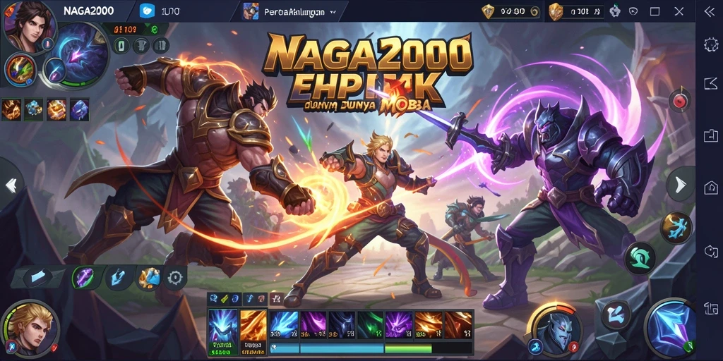 Gameplay MOBA yang seru dan mendebarkan di NAGA2000.