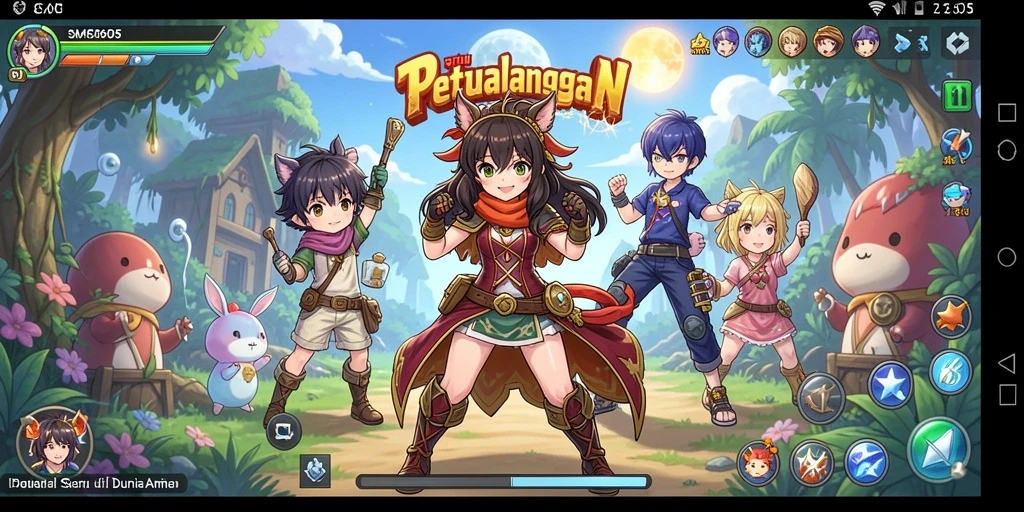 Tampilan menakjubkan dari gameplay SM605 dengan karakter anime.